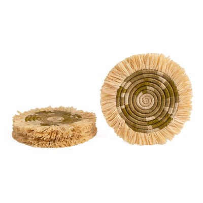 Restorative Greens Fringed Coasters - Mossy, Set of 4