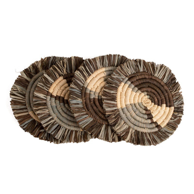 Stone Fringed Coasters - Granite, Set of 4