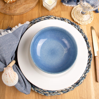 Blue Raffia Woven Placemats - 6 Pieces
