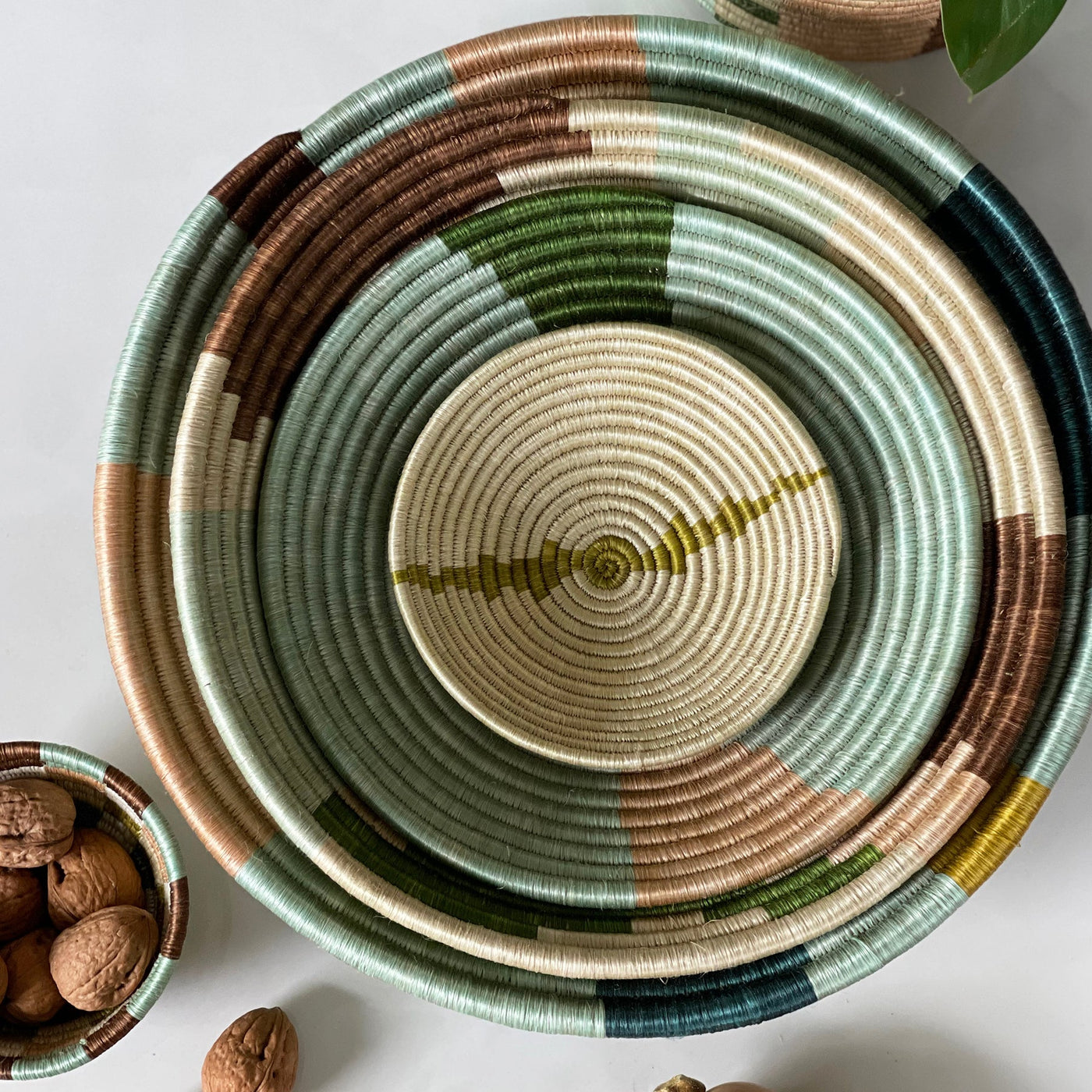 Restorative Woven Bowl - 14” Abstract Seafoam