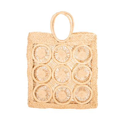 Neutral Handbag - Braided Raffia Hoops