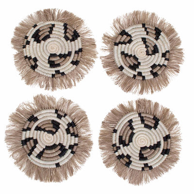 Animal Print Fringed Coasters, Set of 4
