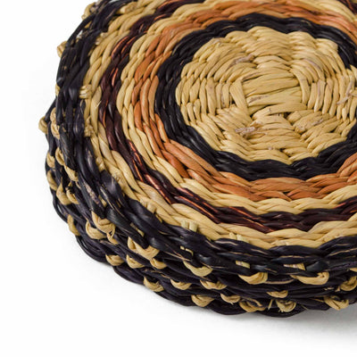Brown Bullseye Grass Coasters, Set of 4