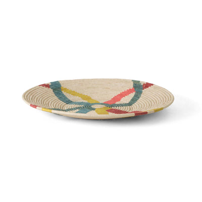 Color Blocked Large Raffia Plate