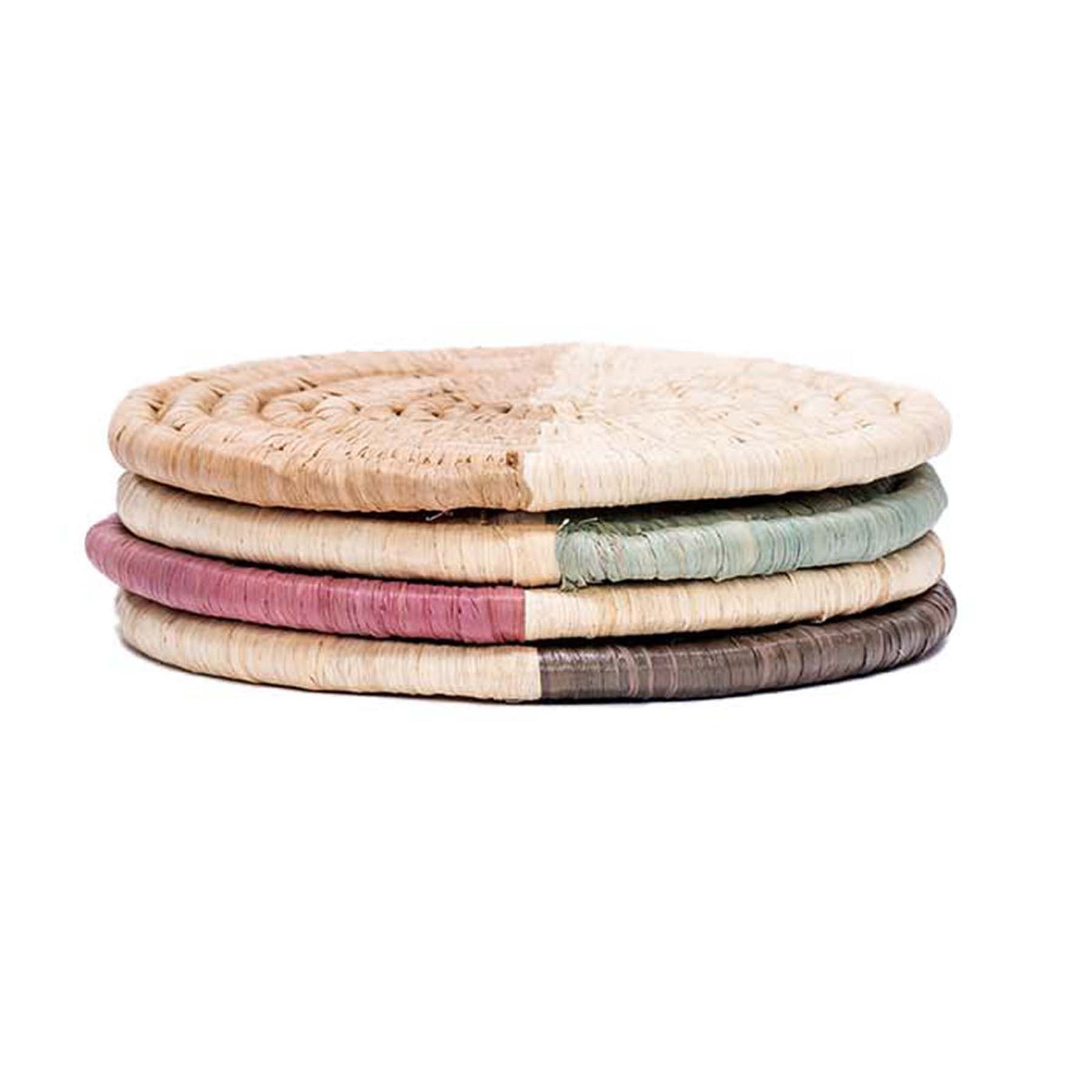 Lilac & Neutrals Raffia Coasters, Set of 4