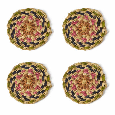 Multicolor Checkered Grass Coasters, Set of 4