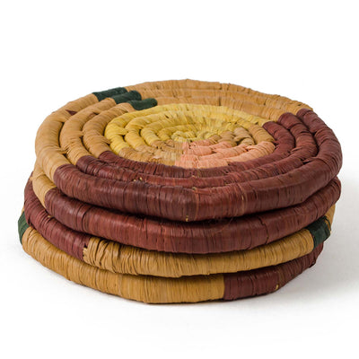 Multicolor Raffia Coasters, Set of 4