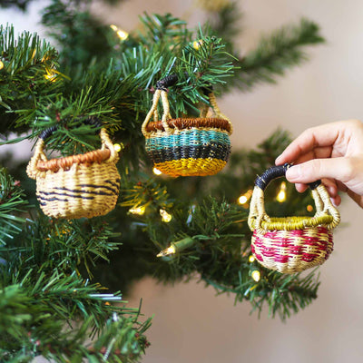 Petite Bolga Basket Ornaments, Set of 3