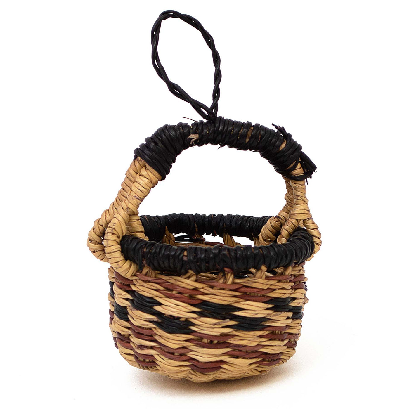 Petite Brown Bolga Basket Ornaments, Set of 3