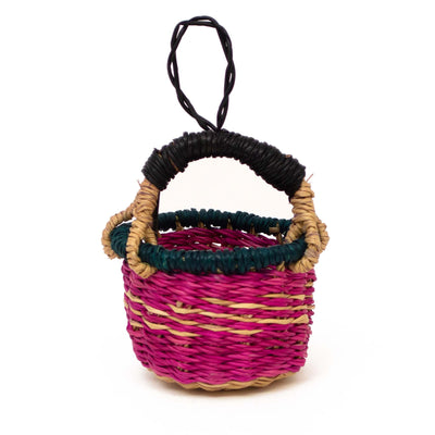 Petite Pink Bolga Basket Ornaments, Set of 3