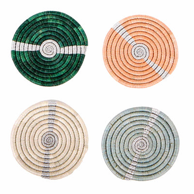 Products Striped Metallic Floret Coasters, Set of 4