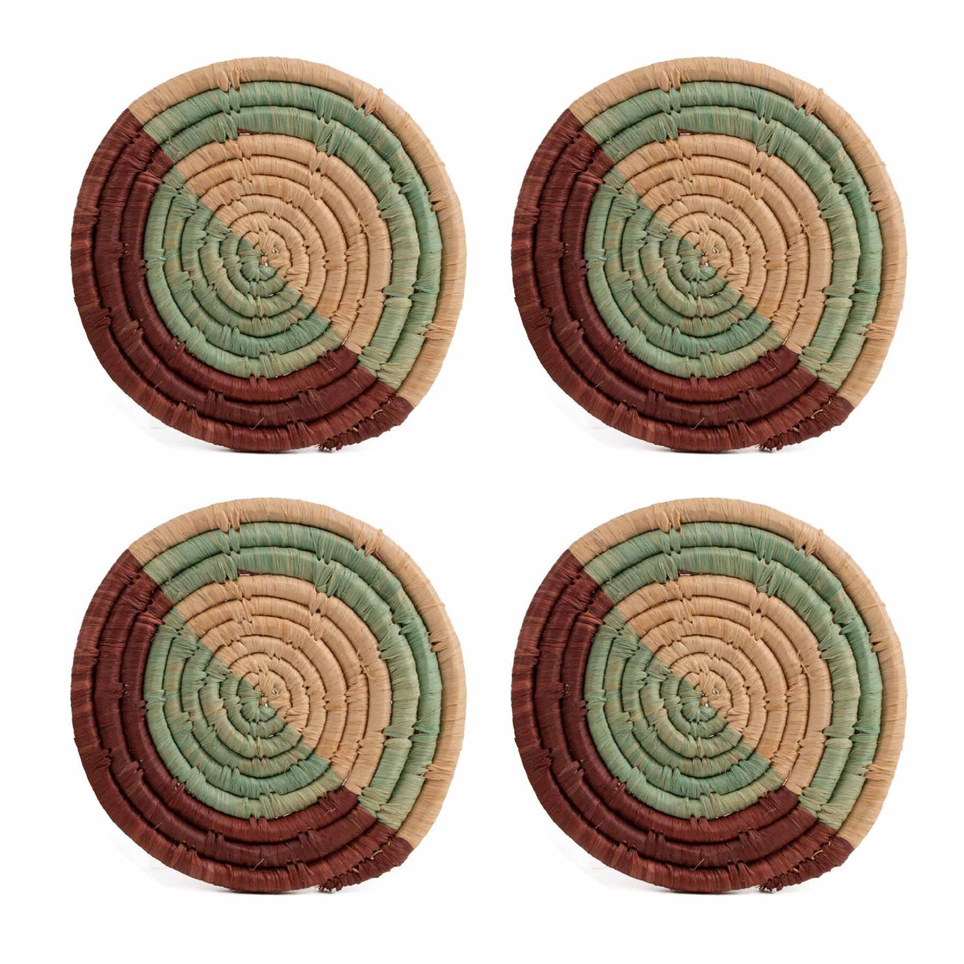 Vivid Raffia Coasters, Set of 4