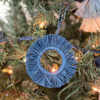 Blue Fringed Hoop Ornament