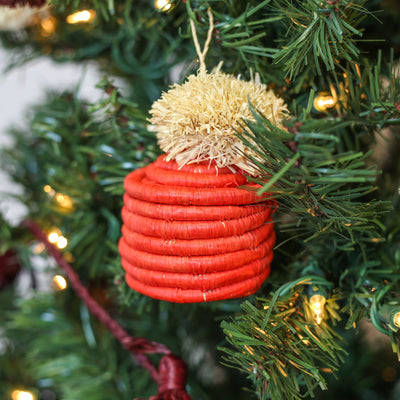 Red Pom Pom Basket Ornament