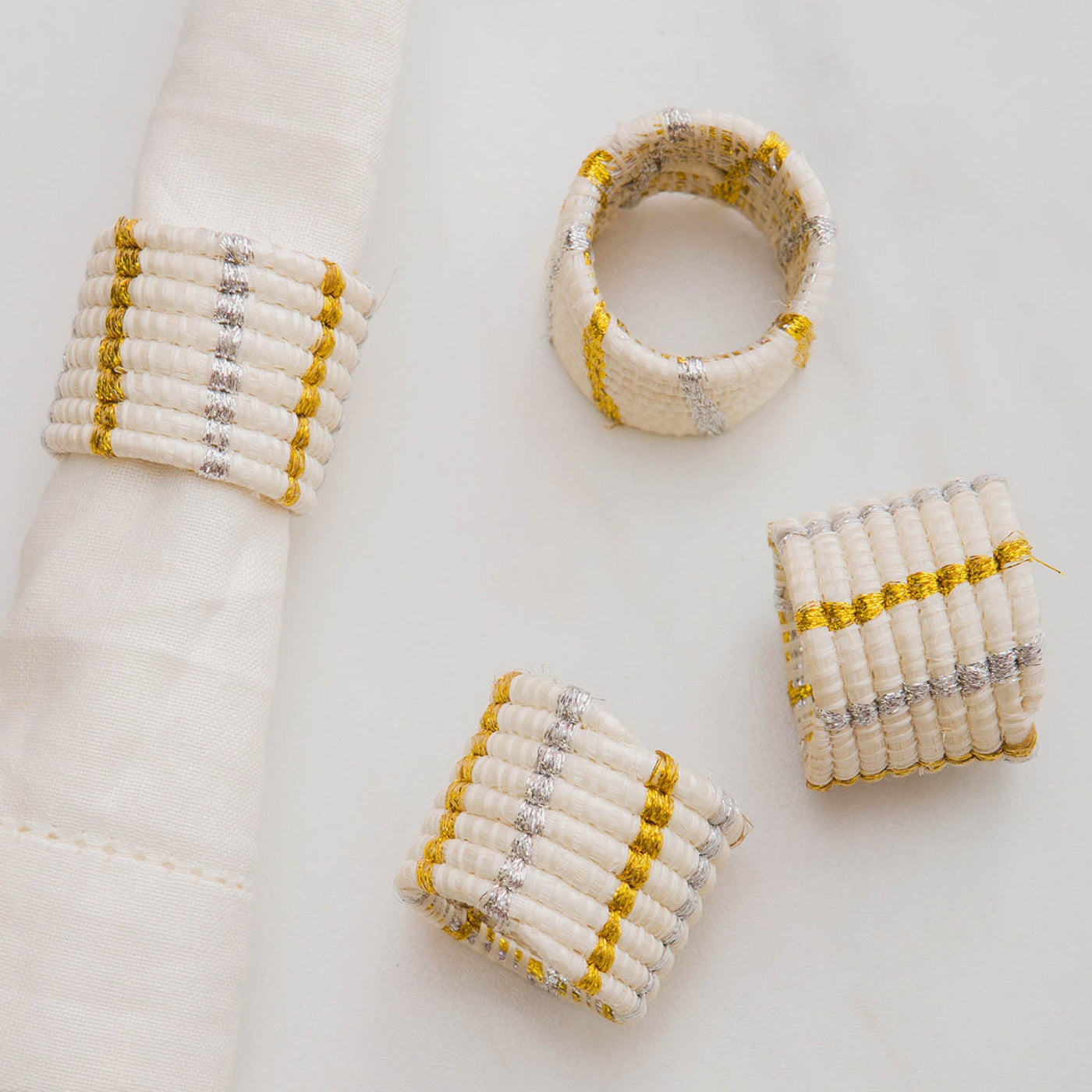 Metallic Gold + Silver Napkin Rings, Set of 4