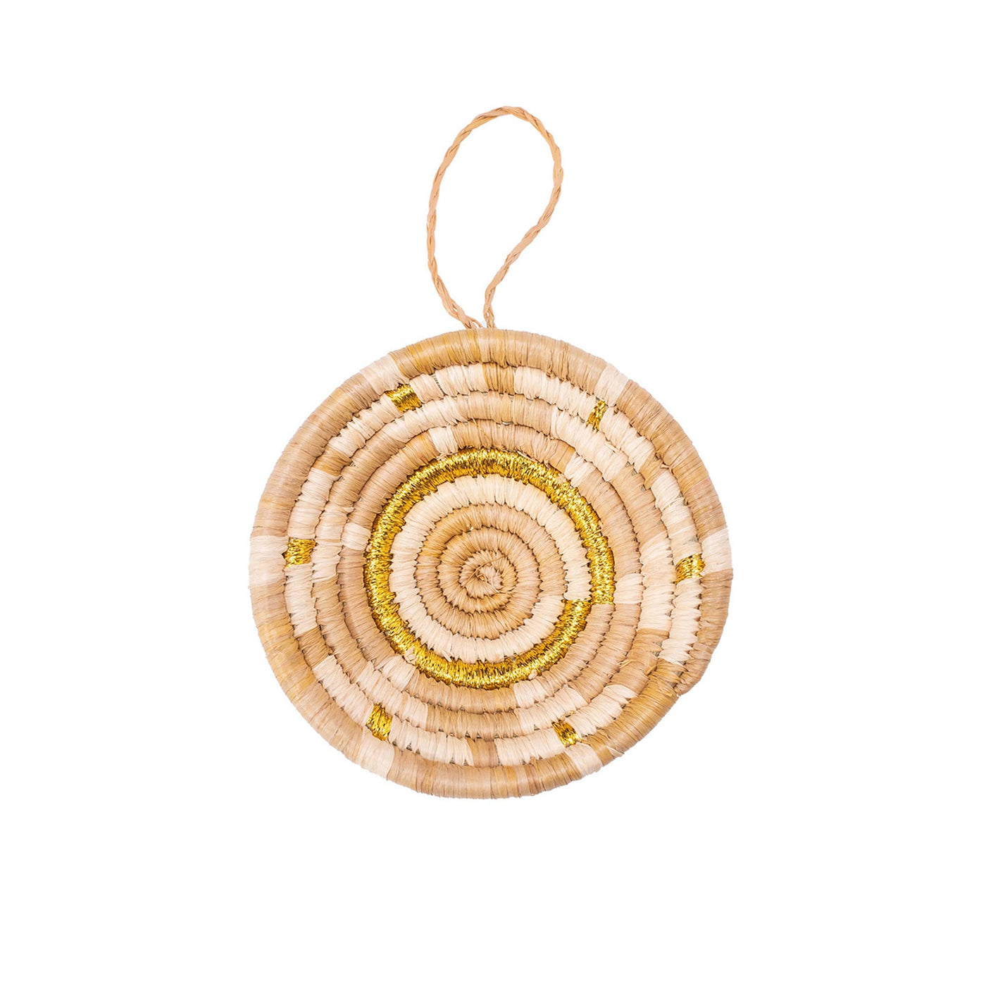 Tan + Gold Metallic Basket Ornament