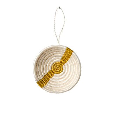 Gold Metallic Striped Basket Ornament