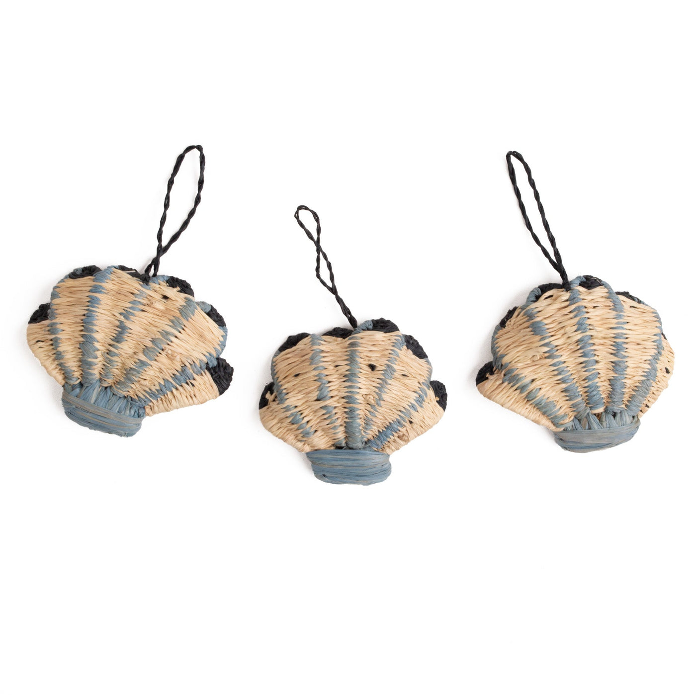 Coastal Ornaments - Blue Shells, Set of 3