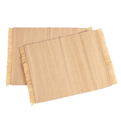 Neutral Fringed Placemats - 18" Natural, Set of 2