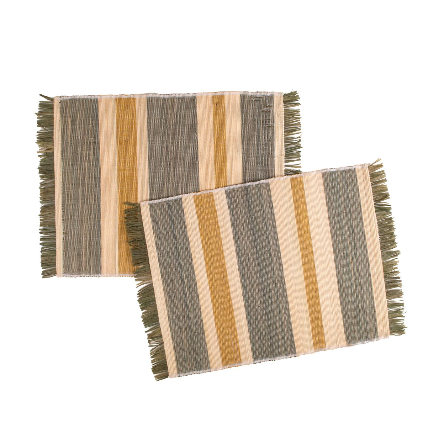 Seratonia Placemats - 18" Green Stripes, Set of 2