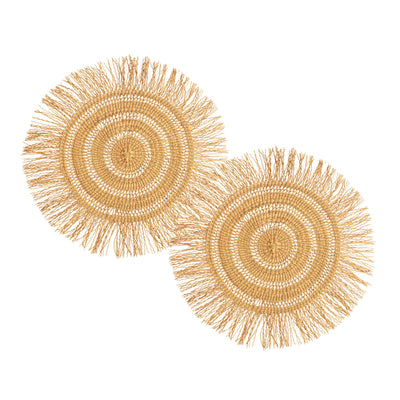 Neutral Placemats - 18" Laced Fringe, Set of 2
