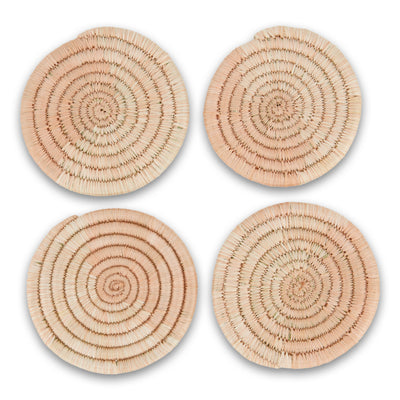 kazi dreamscape coasters ambient set of four heathered pink and white sisal 
