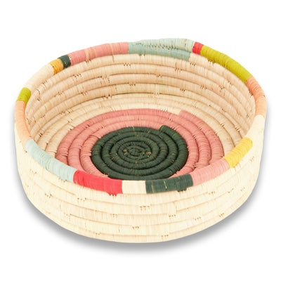 kazi seratonia catch all 9" radiate circular tray catch all with flat bottom short rim multicolor