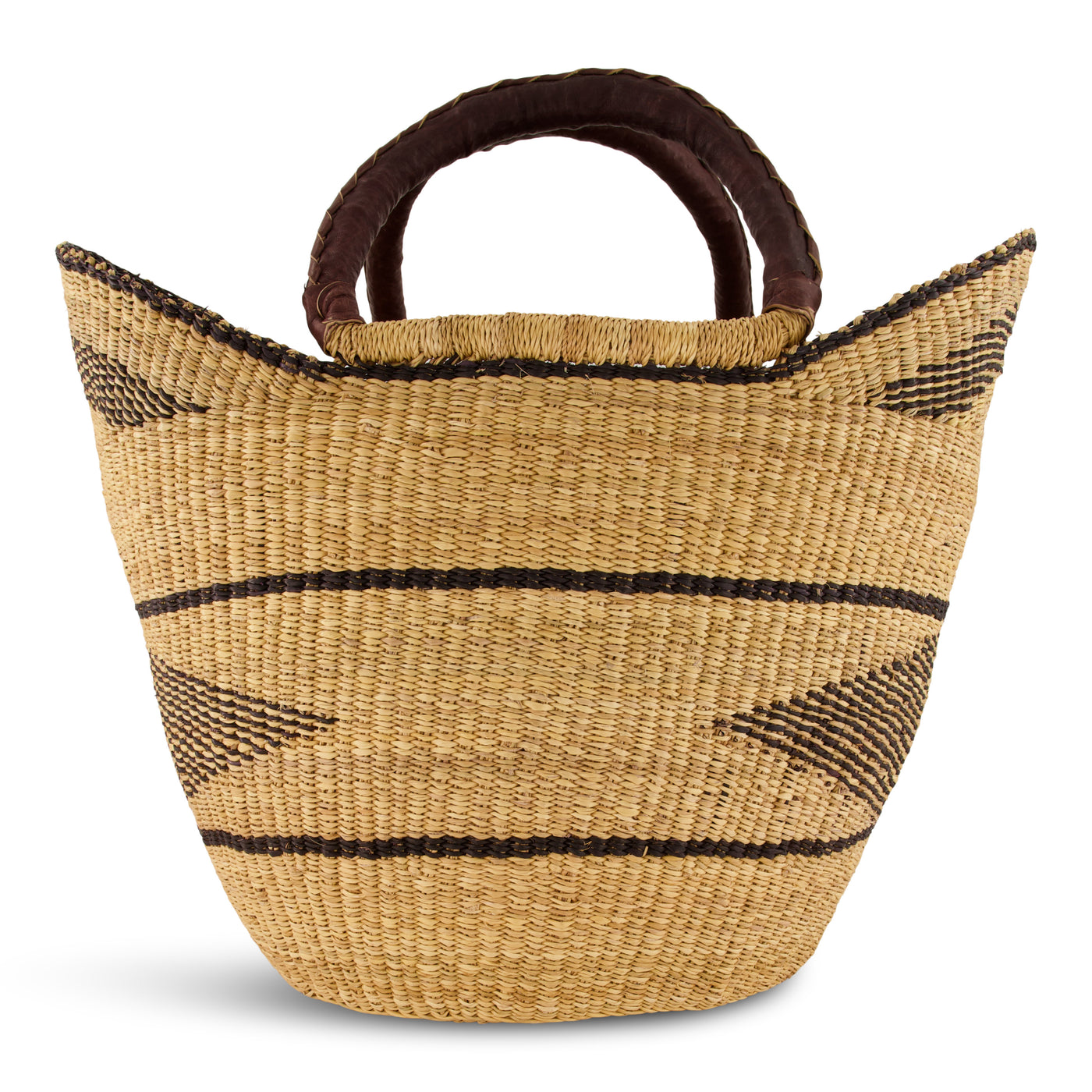 kazi modern minimalist handbag 18" tapered of elephant grass with simple black design