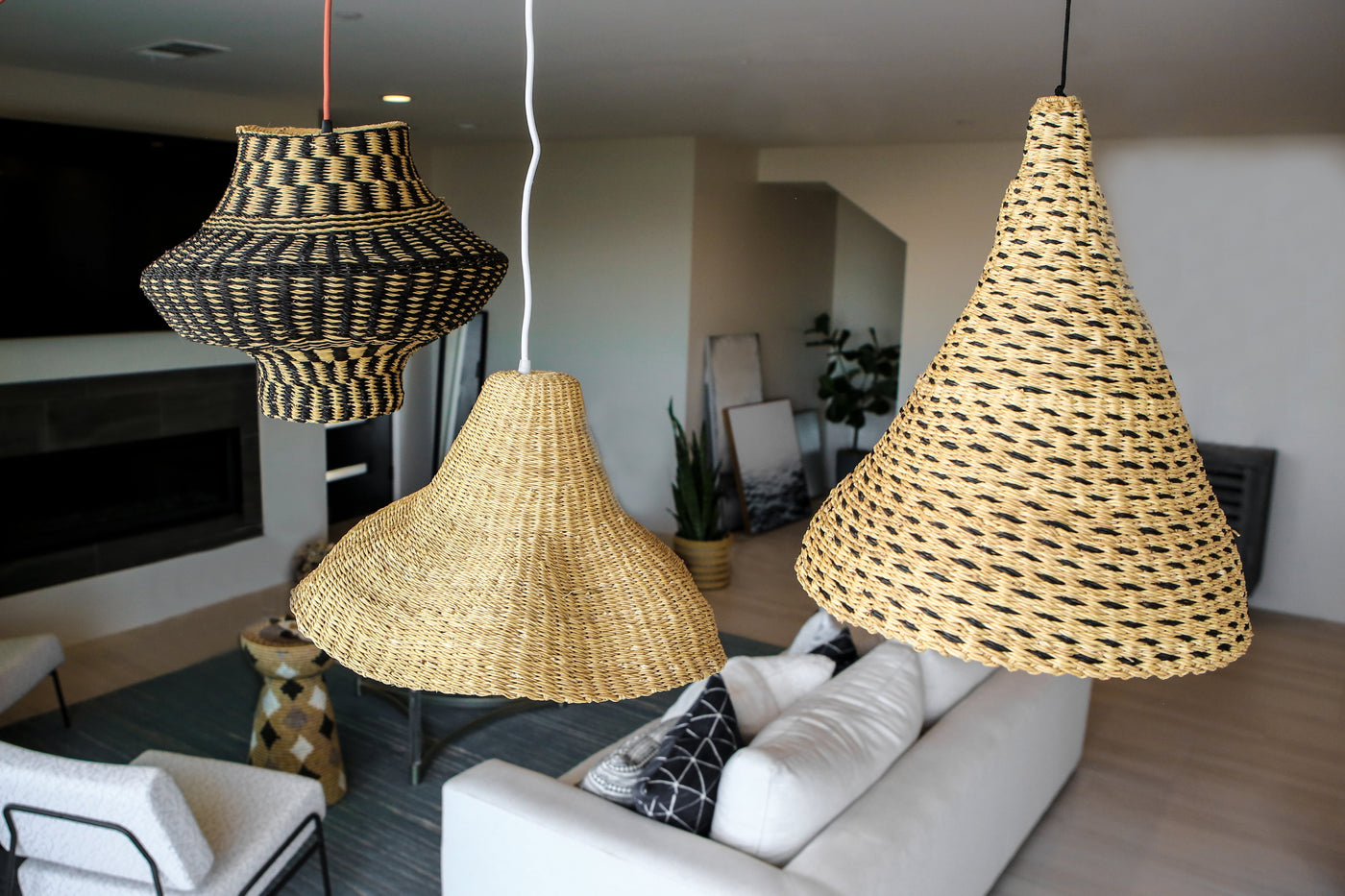 Modern Minimalist Lamp Pendant - 15" Dashed Cone